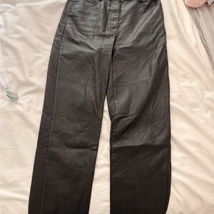 Wilfred Black Leather-Style Trousers